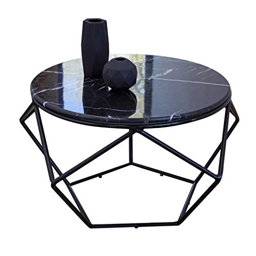 Smalparlour Coffee Table, Round Marble Tabletop, Solid Metal Frame, Si