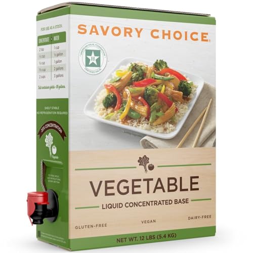 SAVORY CHOICE Vegetable Broth Concentrate, 4.5 Liter (1.19 Gallons) Bib - Gluten-Free, Diary-Free Vegetable Broth Concentrate - Bulk, Shelf Stable for Chefs or Aficionados