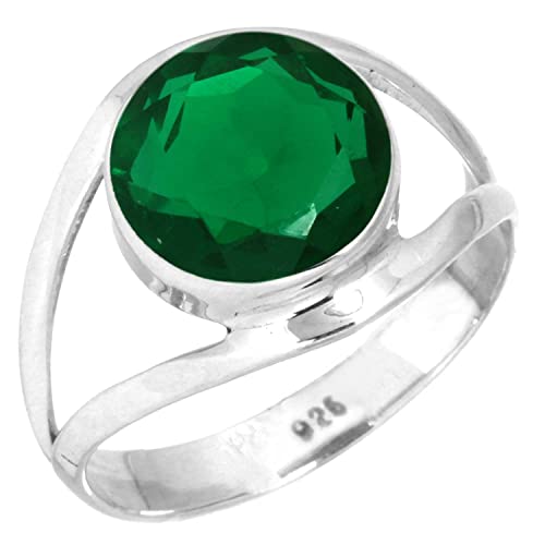 Jeweloporium 925 Sterling Silver Ring For Women Green Emerald Simulated Gemstone Statement Silver Ring Size 9.5 Birthday Gift Fashion Jewelry #TOP8
