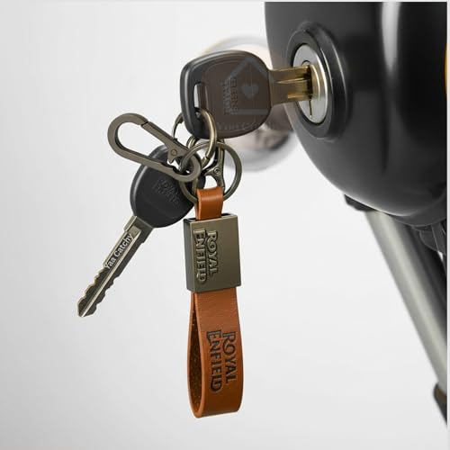 Image of Premium Leather Keychain Metal Hook Compatible with Durable Faux Leather Brown Strap with Heavy-Duty Alloy Clip Stylish Bike & Car Key Holder