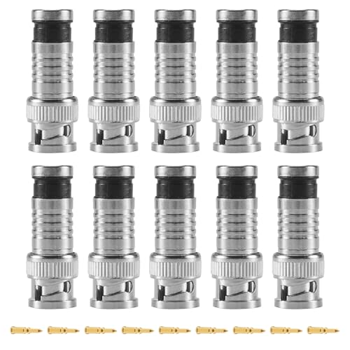 10 connettori a pressione BNC per cavo coassiale RG59 telecamera CCTV