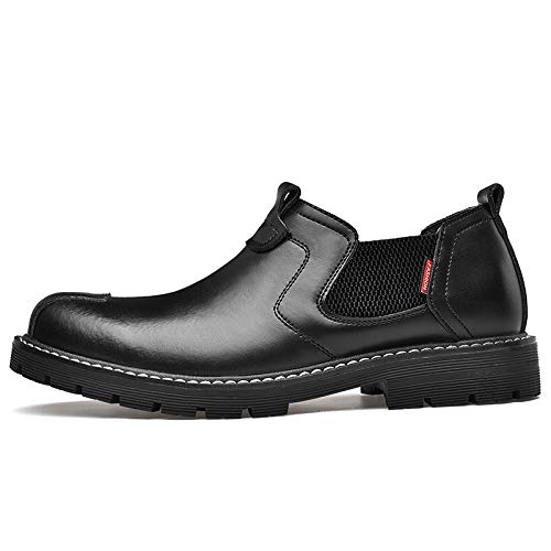 Dzujy Men's Oxfords Shoes For Men Casual Dress Mens Boots Loafers Leather Formal Man Shoe Chelsea Fashion Black Size 10.5 Cowhide Work Male #TOP1