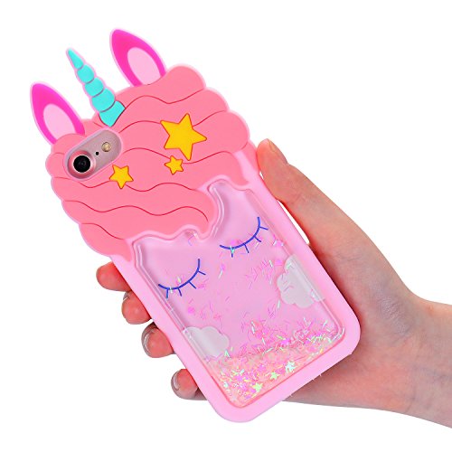 Mulafnxal Quicksand Case For Iphone 5 5S 5C, Soft Cute Silicone 3D Cartoon Animal Cover,Shockproof Cases, Kids Girls Women Bling Glitter Rubber Kawaii Character Fashion Protector For Iphone 5C #TOP1