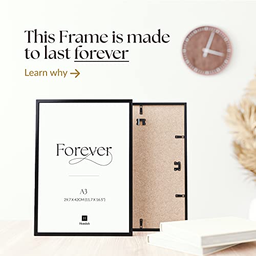 Heimlich double pack (2 pcs.) Picture Frames Wood - with Shatterproof Acryl Glass - DIN A3 (29,7x42cm), Black - Image 2