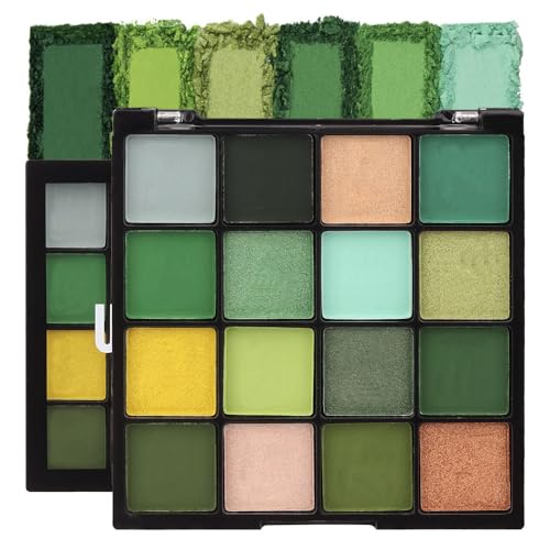 16 Colors Green Olive Matte Shimmer Eyeshadow Palette for Eye ...