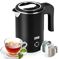 LEBENLANG Bollitore elettrico piccolo in Acciaio Inossidabile - Risparmio Energetico 600W & Portatile 0,5L I Mini Bollitore Elettrico inox Bollitori Acqua Teiera da Viaggio Electric Kettle