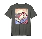 Vintage Retro Japanese Great Wave Cat Vs Monster Otaku Manga Camiseta