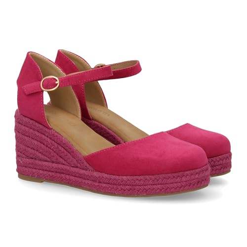 shoes&blues.es 94209 Sandalia de Cuna de Yute para Mujer, comodas y Elegantes Diseno Moderno con el Yute en el Mismo Tono y con Cierre de Hebilla, Ideales para Primavera Verano. Fucsia Talla 39