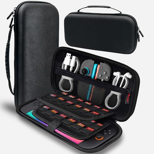 UUBOXS Funda de Transporte para Nintendo Switch 2 (2025), Estuche de Rígida con 24 Cartuchos de Juego y Accesorios, Negro