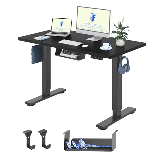 FlexiSpot Höhenverstellbarer Schreibtisch Basic–Mit Kabelmanagement, Haken und...