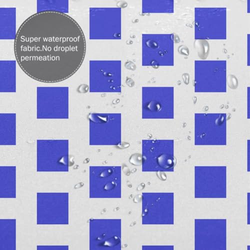 Rideau de douche 80x200 bleu à motif cube en polyester imperméable - 4