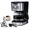 Programmable Coffee Maker 12 Cup Brew & Drip coffee machine, Fully Automatic, 1-4 Cup Setting, Stainless Steel,Keep- Warm Function, Household, Home and Office,Black