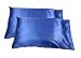 2pc New Queen/Standard Silk~y Satin Pillow Case Multiple Colors (Royal Blue)