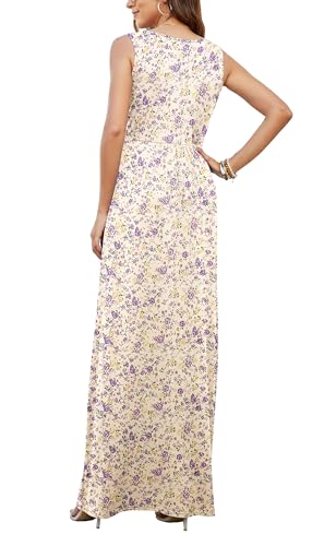 Image of AUSELILY Maxi Dresses for Women Summer Casual Sleeveless V Neck Wrap Dress | Sleeveless Long maxi dress with wrap V neck & side pockets, for formal cocktail, beach & casual daily wear