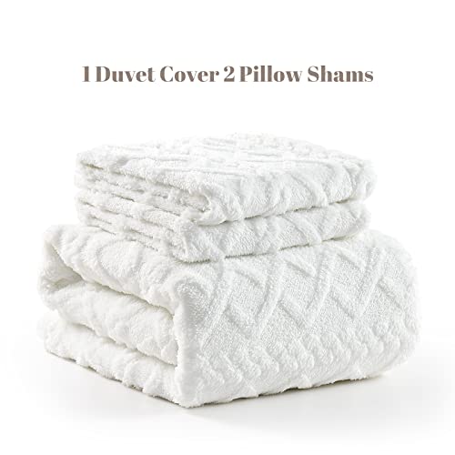 Topcee White Duvet Cover Queen Size-Tufted Queen Duvet Cover Set-Extremely Fluffy Soft Plush, 3 Pieces With Zipper Closure (1 Bedding Duvet Cover 90X90 Inches And 2 Pillow Shams) #TOP6