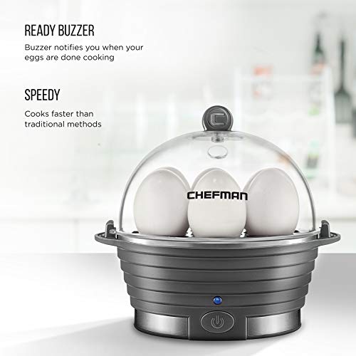 image for Chefman Electric Egg Cooker Boiler, Rapid Egg-Maker & Poacher, Food & 