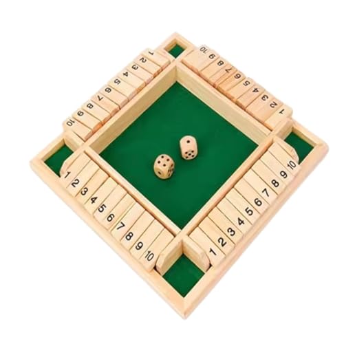 Image of Wooden Shut The Box Game for Kids & Adults | 4-Player Math Learning Board with Dice | Montessori Educational Toy | Wooden Number Flip Strategy Game | Family Board Game (Classic)