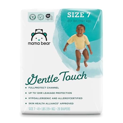 Amazon Brand - Mama Bear Gentle Touch Diapers, Hypoallergenic, Size 7, 20 Count, White