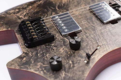 Eart Headless Electric Guitar Gw2 Fixed Bridge For 6 String Travel Guitar For Travel And Performance Right, Stainless Steel Frets,Black #TOP3