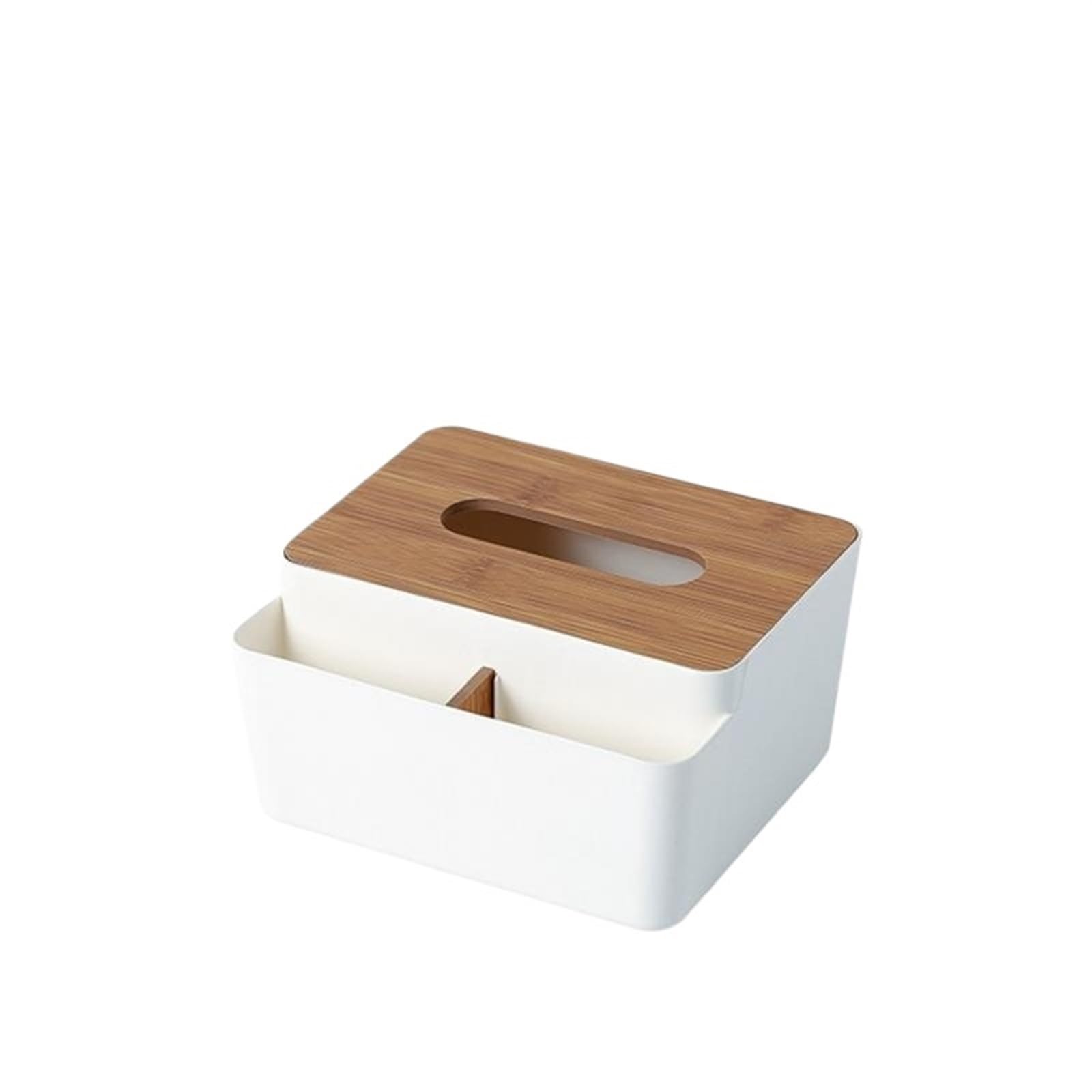 Multifunction Plastic Tissue Box Cover Wooden Lid Napkin Holder Wet Wipes Handkerchief Paper Towel Home Kitchen Decorative(White)