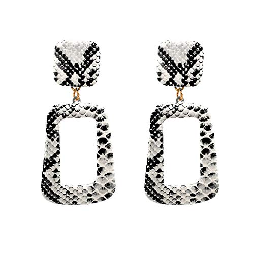 KOFUN Earrings, Women's Snakeskin Print Drop Dangle Earrings Geometric Leather Statement Jewelry