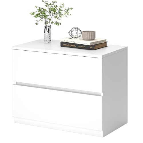 furtble 2 Drawer Dresser, Small Dressers for Closet, Wood Storage Cabinet for Hallway Bedroom Entryway, Nightstand Sofa Beside Table Drawer Chest, 23.6 in, White