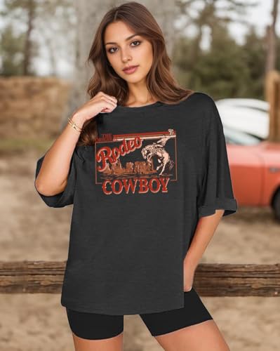 Western Shirts for Women Vintage Rodeo Shirts Wild West Cowboy T Shirt Oversized Country Music Short Sleeve Tops3