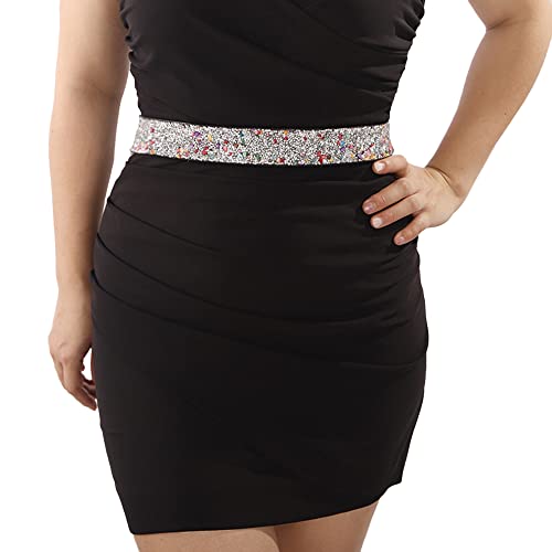 Wiwpar Women's Stretchy Dress Belts Sparkle Bling Rhinestone Shiny Party Prom Belt Elastic Wide Waist Belt for Wedding Women Ladies Girls (Multiple Colors)