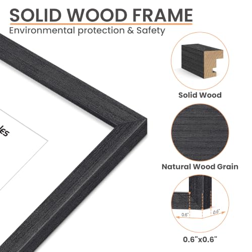 Image of upsimples 8x10 Picture Frame Solid Wooden, Nursery Decor, 1Pack Black | 100% Solid Wood, Fit 5x7 with Mat and 8 x 10 Photo, Wall Decor or Tabletop Display, Safe For Nursery Kids Room