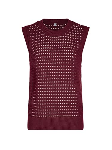 Image of SuperPrity Women's Sweater Vest Sleeveless Crochet Sheer Knit Sweater Tank Casual See Through Crewneck Sweater