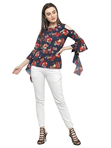 Image of PlusS Women's Regular fit Top (LTP2984A-NAVYPRINT- Navy Print 2XL)