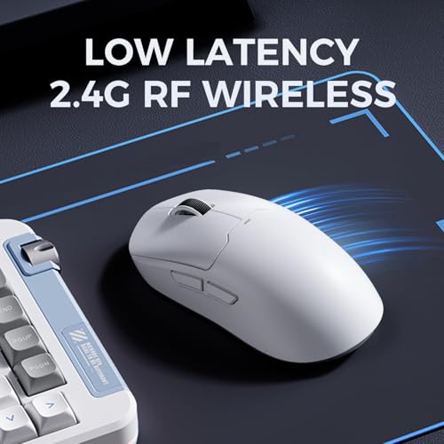 Image of MCHOSE A5 V2 Ultra Lightweight Wireless Mouse, Symmetrical Design, 54 Grams, 8K Hz Wired /4K Hz Wireless Polling Rate, PAW 3395 26K DPI, 120 Hours Battery Life, Tri-Mode Connectivity - White