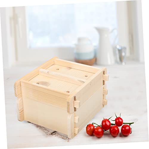 Toyvian 1 Conjunto De De Madeira Quadrado Ferramenta Quadrada De Legumes De Dim Sum Cesto De Vapor D