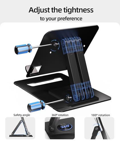 Image of Ingnok Adjustable Tablet Stand for iPad,Portable Monitor,Smart Phone | Desk Accessories for iPad mini Air Switch Kindle, Adjustable Height and Angle, 360 rotating base, Foldable Design