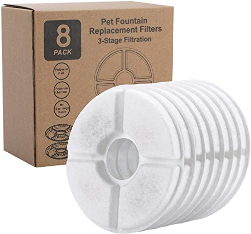 TNSEFNA Filter Katzenbrunnen Filter mit Aktivkohle und Lonenaustauscherharz, ,Ersatzfilter für Trinkbrunnen,Katzenbrunnen Filter für Katzen und Hunde Cat Fountain Ersatzfilter mit 1.6L - 2.4L Rund Cover