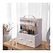 Produktbild RJJX Home Frauen große Kapazitäts-Make-up Organizer Kosmetik-Aufbewahrungs Schublade Schmuckaufbewahrungsbehälter mit staubdichte Abdeckung (Color : White)