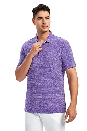 Samerm Mens Golf Shirt Moisture Wicking Quick Dry Performance Short Sleeve Casual Polo Shirts For Men(Solid Purple,L) #TOP1