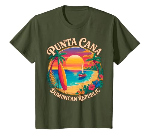 Punta Cana Dominican Republic Vacation T-Shirt, Youth, Olive Green, 3T