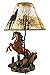 DWK Brown Stallion Horse Table Lamp W/Nature Print Shade