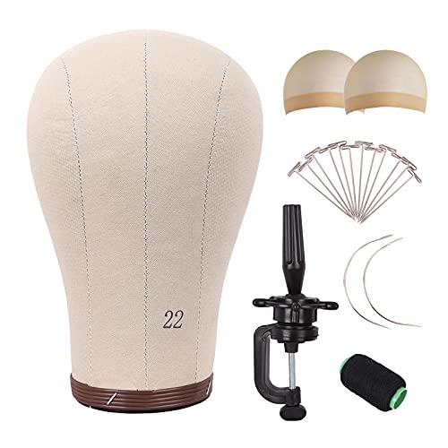 MapofBeauty 22 Pulgadas Peluca Jefe Cork Lienzo Block Jefe Para Making Pelucas Mannequin Jefe Con Stand Jefe Pins (Marrón)