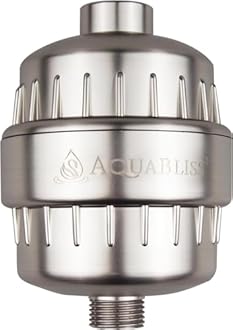 AquaBliss High Output Revitalizing Shower Filter - Reduces Dry Itchy Skin, Dandruff, Eczema, and Dramatically Improves The Condition of Your Skin, Hair and Nails - Brushed Nickel (SF100-BN)