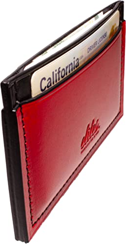 Minimalist Leather Card Case Front Pocket Wallet | Made in USA | Premium Full Grain Vegetable Tanned Leather (EB Chili Pepper/TH Black)3