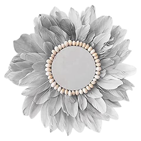 Espejo Colgante de Pared con Plumas Hecho a Mano Cover