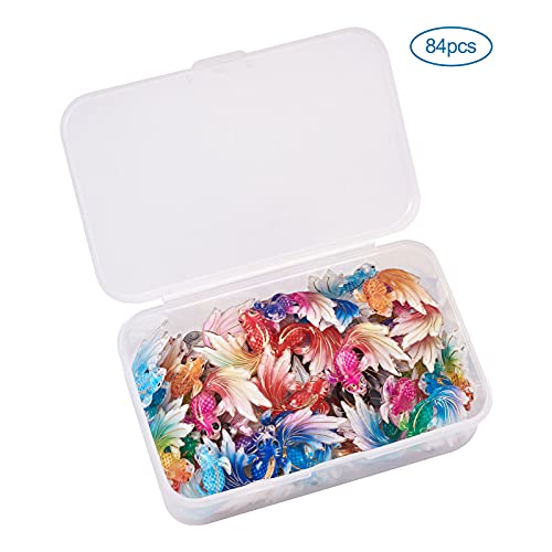 Beadthoven 84Pcs Colorful Goldfish Acrylic Charms Pendants Gradient Rainbow Japanese Fish Koi Dangle Lucky Charm Beads For Diy Necklace Earrings Jewelry Making Accessory #TOP6