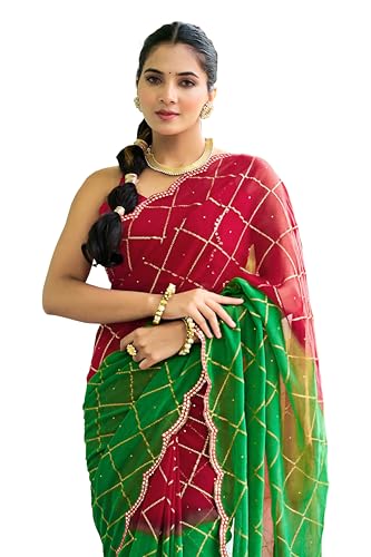 Image of MIRCHI FASHION Saree for Woman Georgette Floral Printed | Lightweight Comfortable Sari for Regular Social Wear and social visits