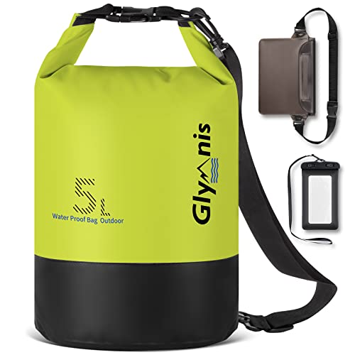 Image of Glymnis Dry Bag 5L 10L 20L Waterproof Bag with Waterproof Pouch Bag + Phone Case and Adjustable Shoulder Strap for Kayaking Boating Fishing Rafting Swimming Camping Snowboarding