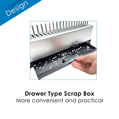 Flkqc Binding Machine | 21 Holes Punch Binding Comb Machine, 450 Sheets, Paper Punch Binder With Starter Kit 100 Pcs 3/8'' Pvc Comb Bindings For Letter Size, A4, A5 Or Smaller Sizes Office Documents #TOP4