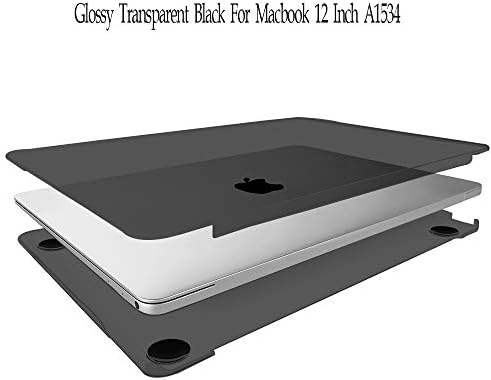 Twinscase Black MacBook 12 Inch Case A1534 Gray,Ultra Thin Anti-Scratch Dustproof Rubberized Feet MacBook Case for MacBook 12 Inch Retina Display