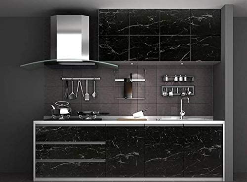 Image of 60CM X 200CM Kitchen Oil Proof Aluminium Foil Stickers, Self-Adhesive Wall Sticker Waterproof Anti-Mold and Heat Resistant, Kitchen Back Splash Wallpaper (Black)