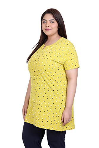 Image of In Love Women's Cotton Plus Size Longline T-Shirt Half Sleeve with Pockets | Cotton fabric - soft longline T-shirt with easy plus-size fit
